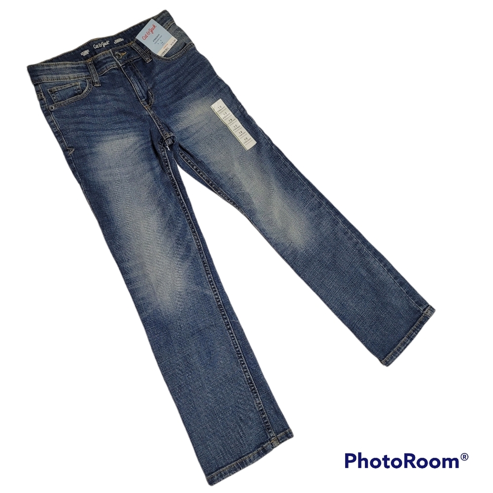 NWT Cat & Jack Boys Jeans Size 12 Straight Adjustable Waist Stretch